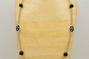 Givenchy Vintage Logo Necklace Reversible Black Bead Chain Runway Signed Bin1D